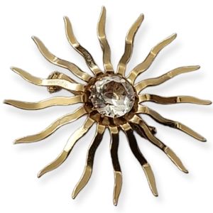 Vtg Sarah Coventry Gold Tone SunBurst Brooch